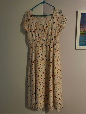 Madewell Cream Terrazzo-Print Midi Dress with Multicolor Specks
